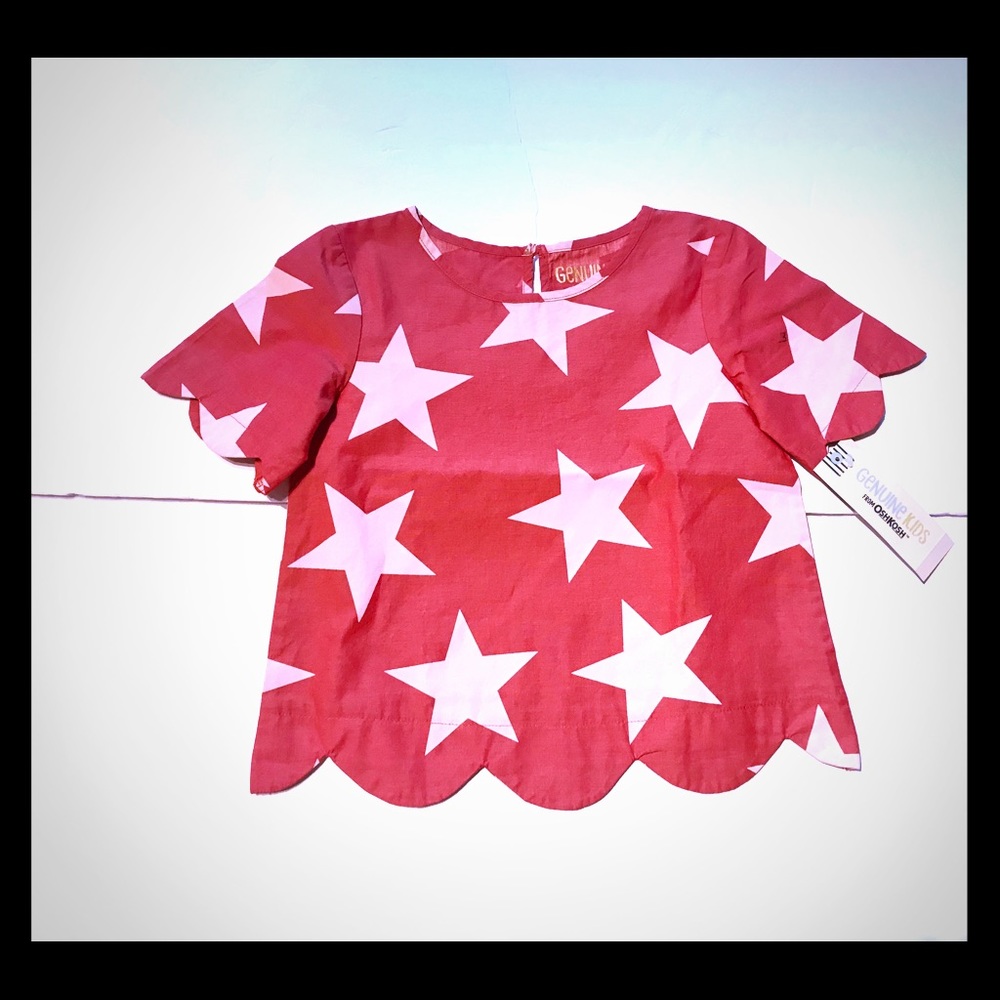 NEW Genuine Kids Red Shirt w/Stars Sz 4T & 5T